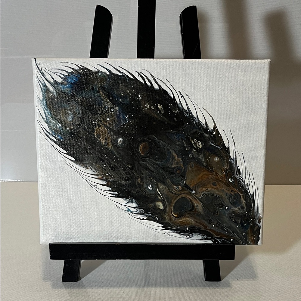 Abstract Feather Canvas Art in Black and Brown